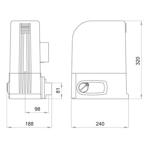 Схема и размер электропривода для откатных ворот GULLIVER 18NET